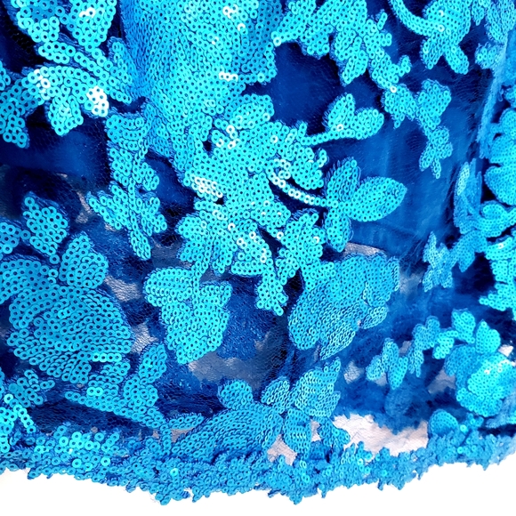 NWOT Adrianna Papell Turq. Sequined Sheath… - Picture 8 of 12